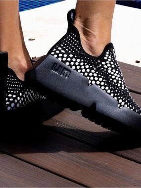 United Nude Black and White Slip-On Knit Sneakers